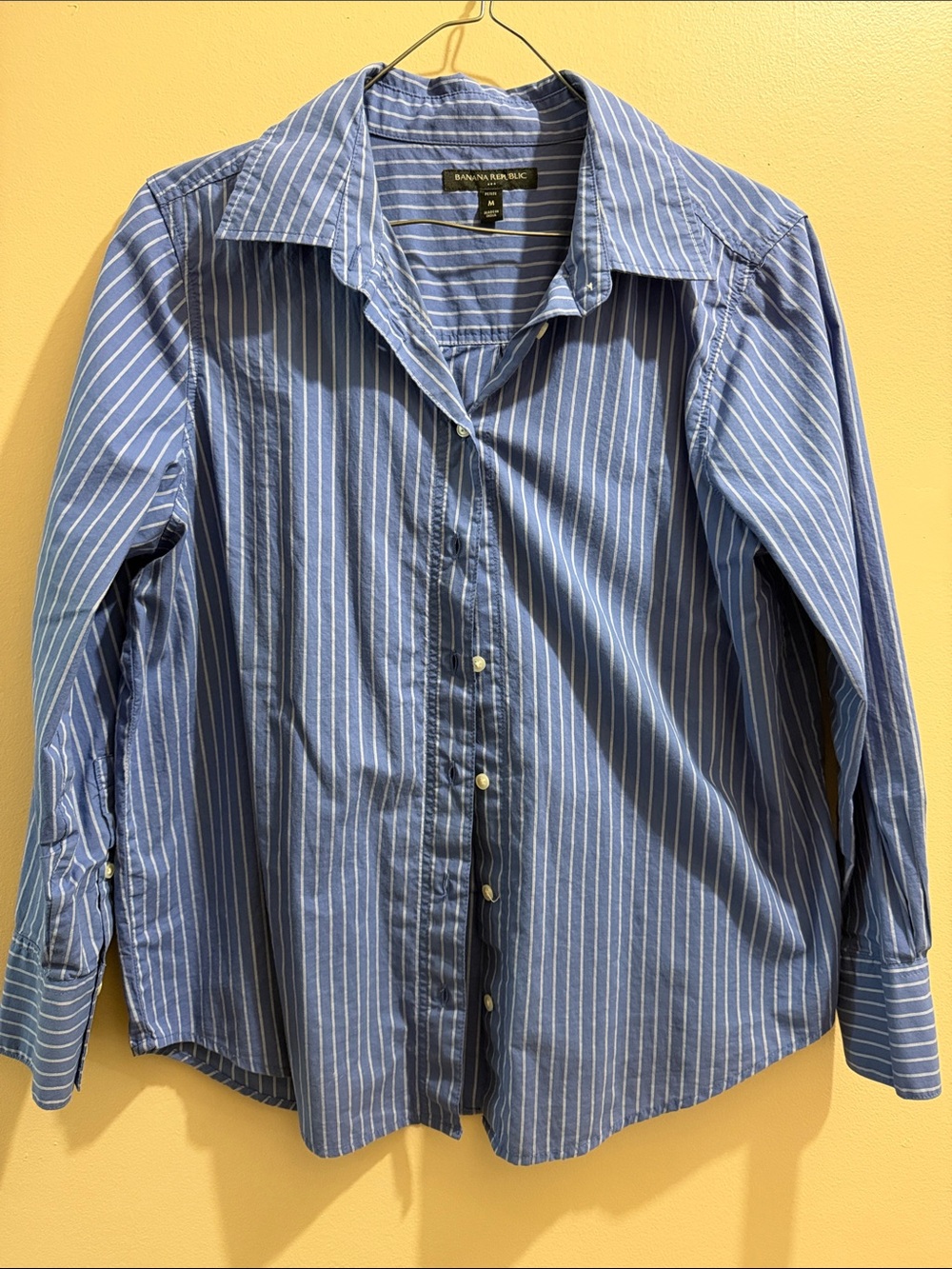 Banana Republic Blue and White Vertical Stripe Dress Shirt